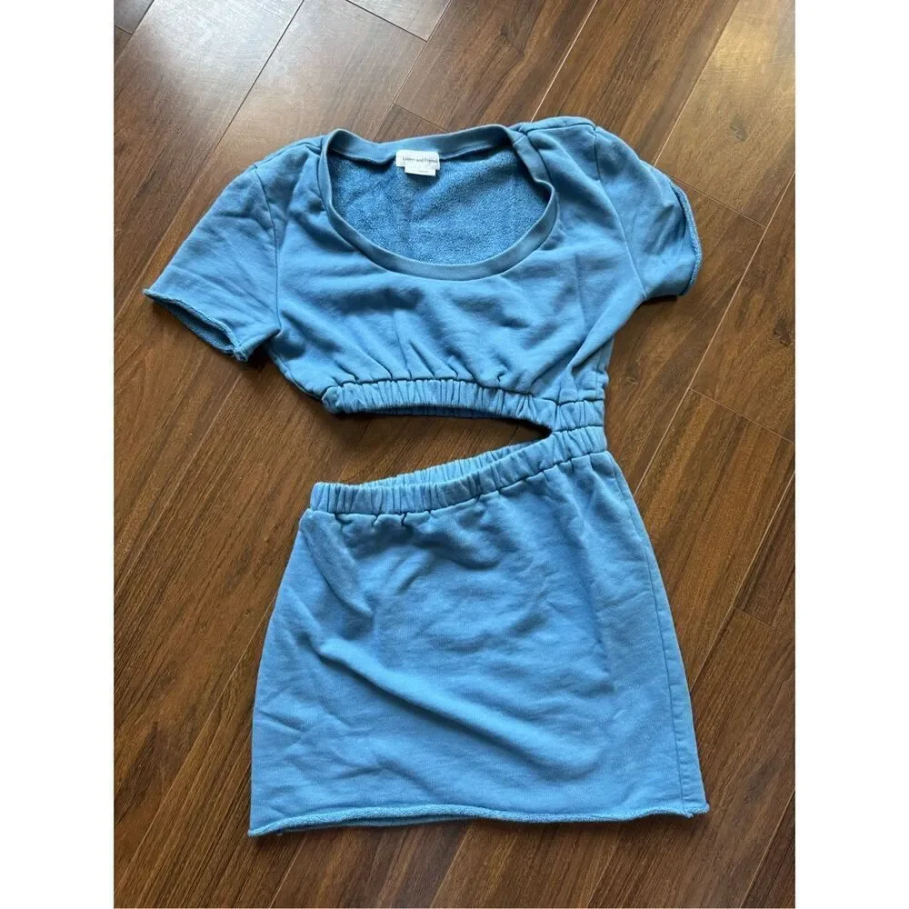 Lovers and Friends Cutout Sweatshirt mini dress soft navy blue - XS